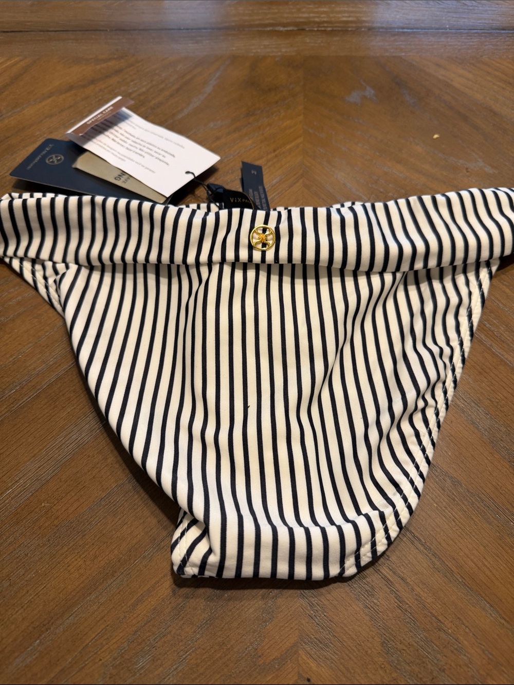 Striped Fold-Over Bikini Bottom - White/Black - Picture 5 of 5